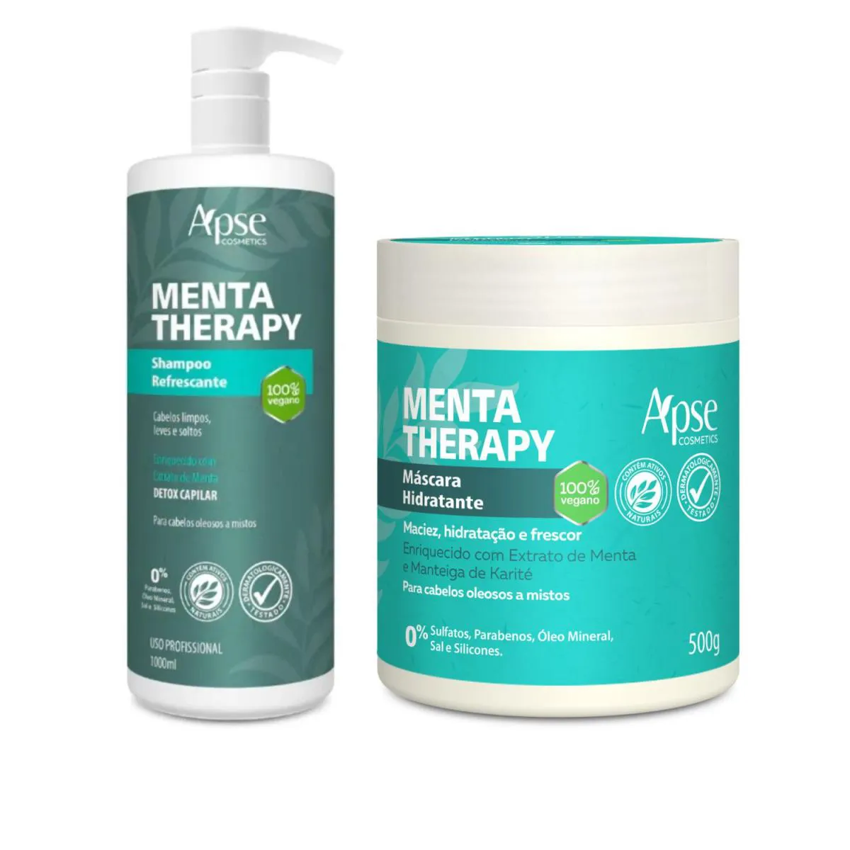 KIT SHAMPOO REFRESCANTE 1L MENTA THERAPY+MáSCARA MENTA 500G