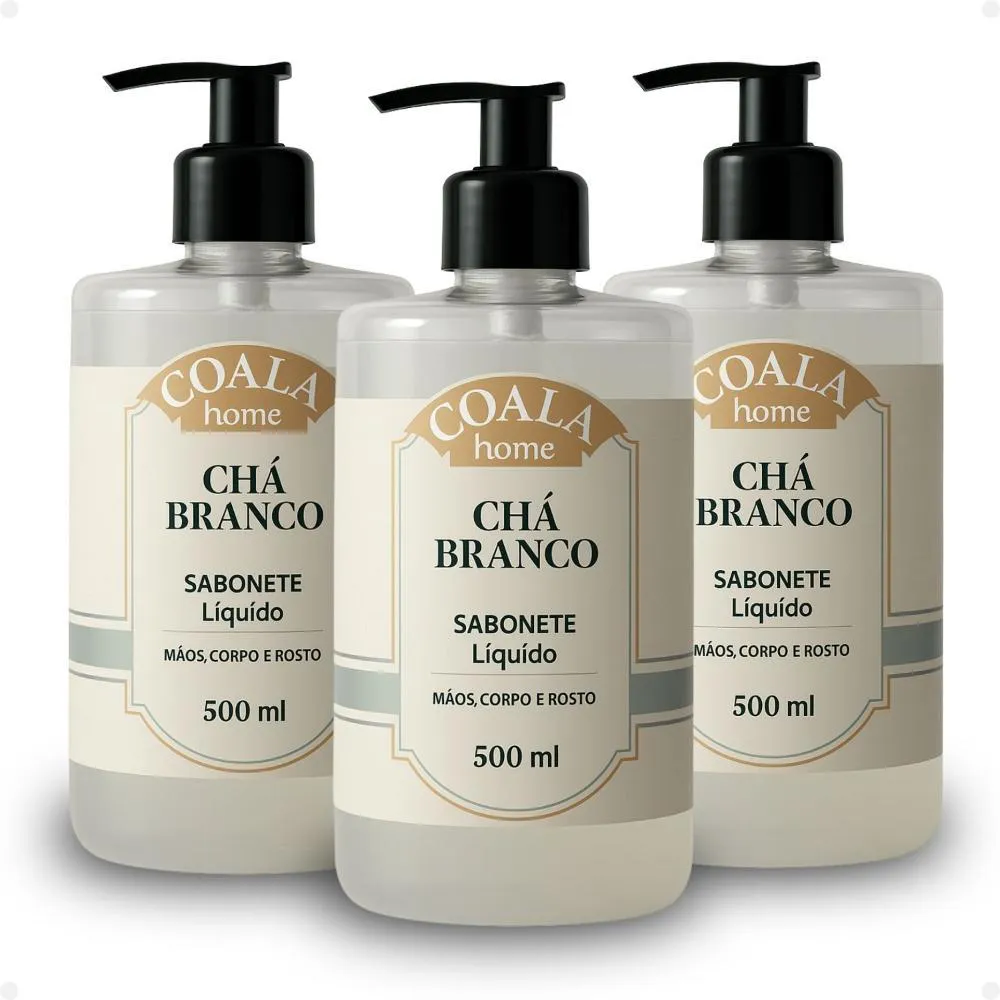 KIT COALA HOME: 3 SABONETES LIQUIDOS CHá BRANCO 500ML