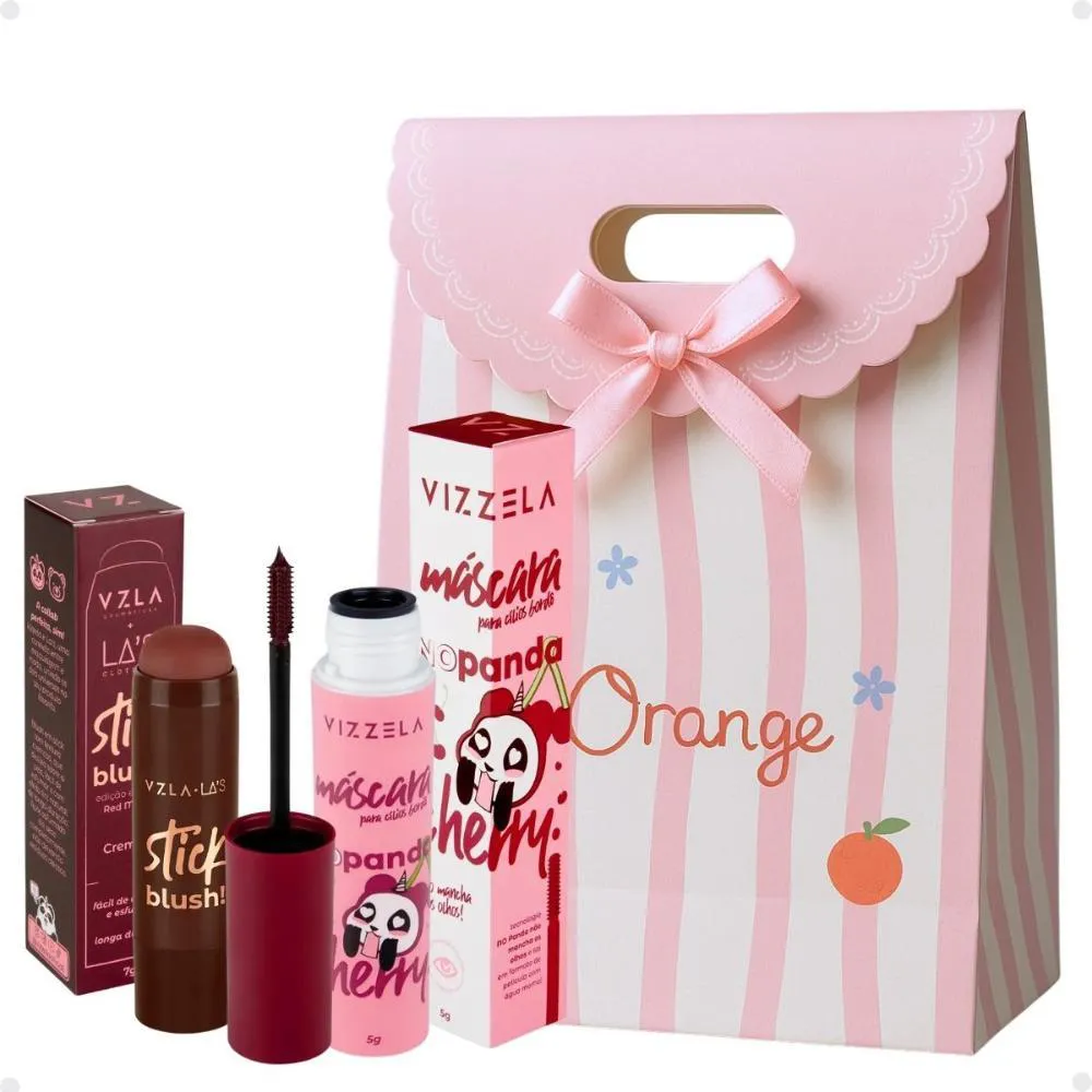 KIT PRESENTE VIZZELA: BLUSH STICK RED E MáSCARA DE CíLIOS NO PANDA BORDô