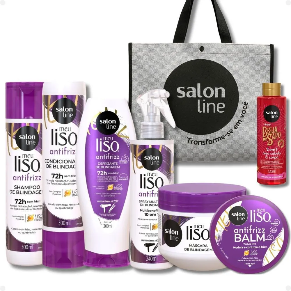 KIT SALON LINE MEU LISO ANTIFRIZZ COMPLETO + MIMOS