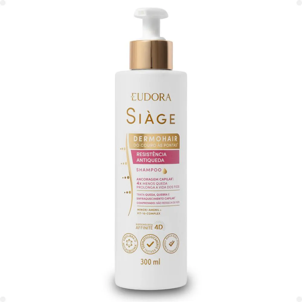 SHAMPOO EUDORA SIàGE DERMOHAIR RESISTêNCIA ANTIQUEDA 300ML