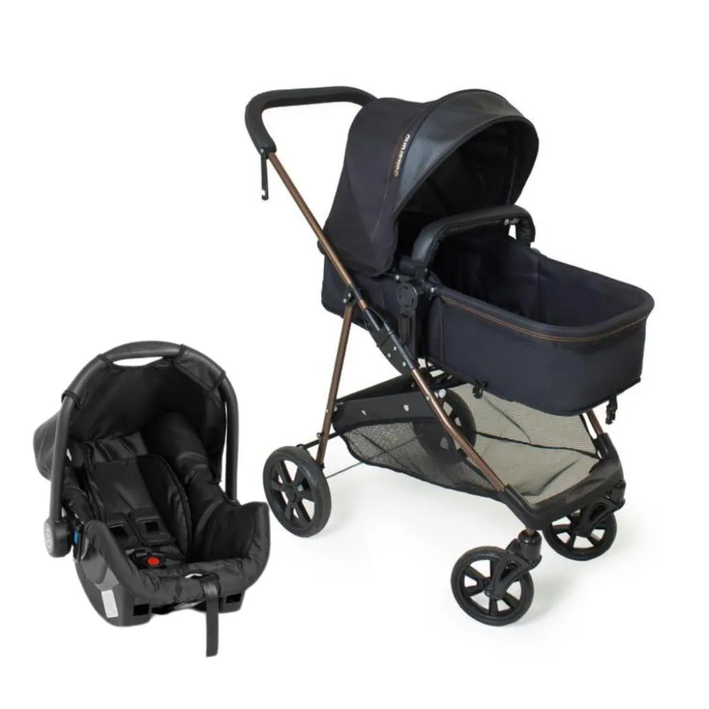 CARRINHO TRAVEL SYSTEM NAPOLI PRETO E COBRE - GALZERANO