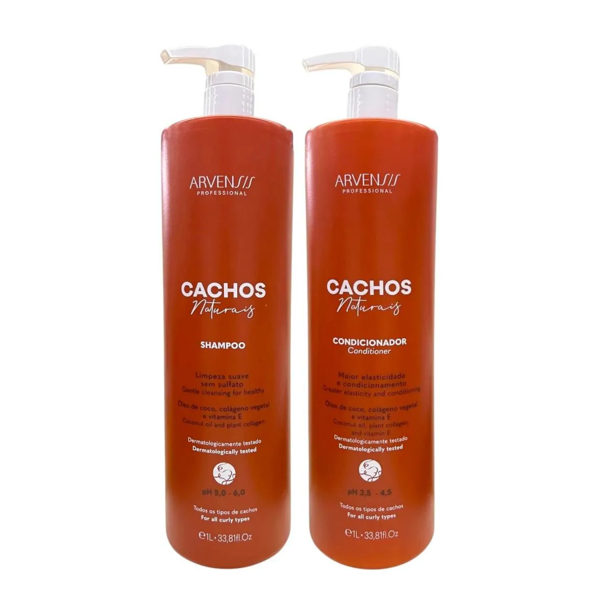 KIT ARVENSIS PROFESSIONAL CACHOS NATURAIS - SHAMPOO 1L + CONDICIONADOR 1L