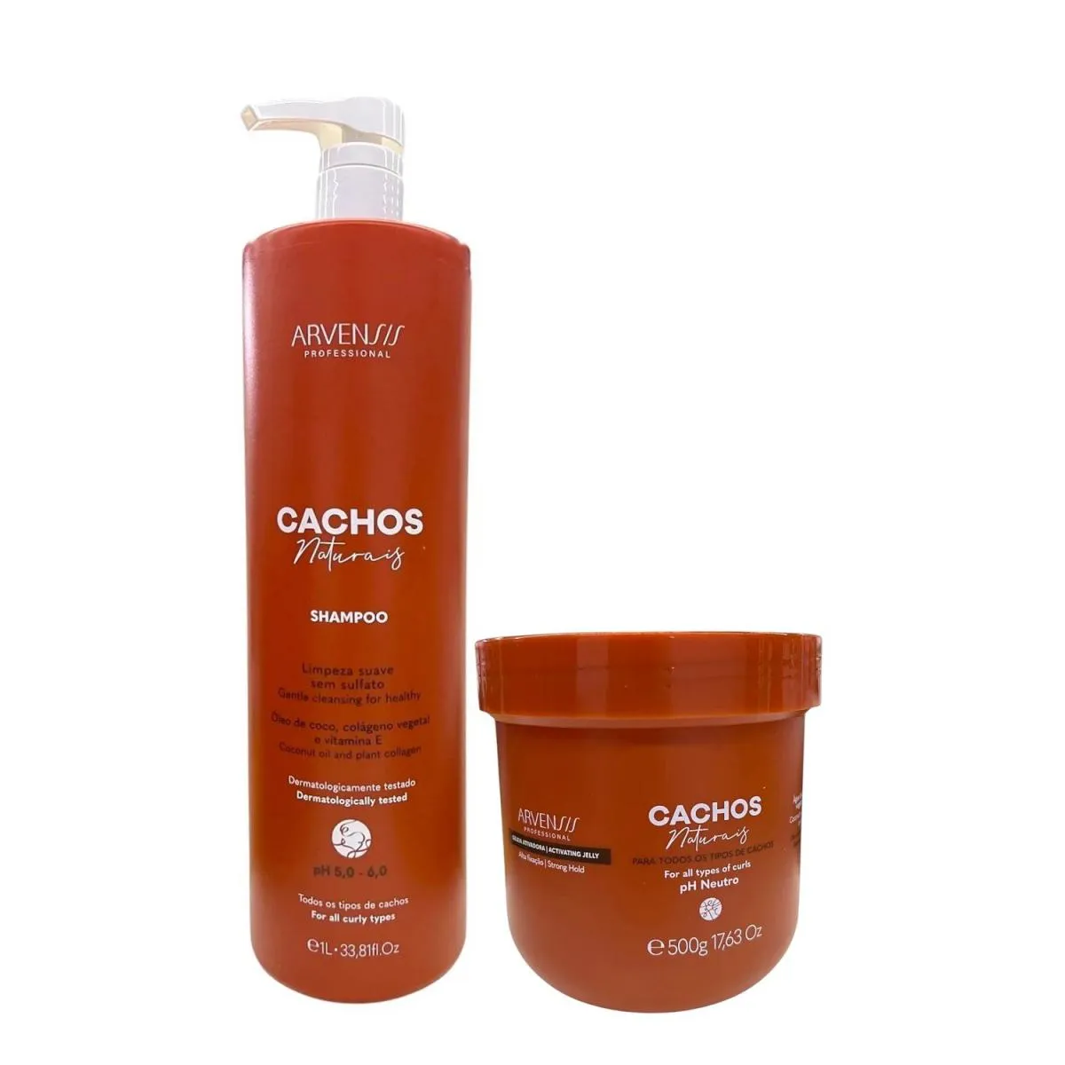 KIT ARVENSIS PROFESSIONAL CACHOS NATURAIS - SHAMPOO 1L + GELEIA ALTA FIXAçãO 500G