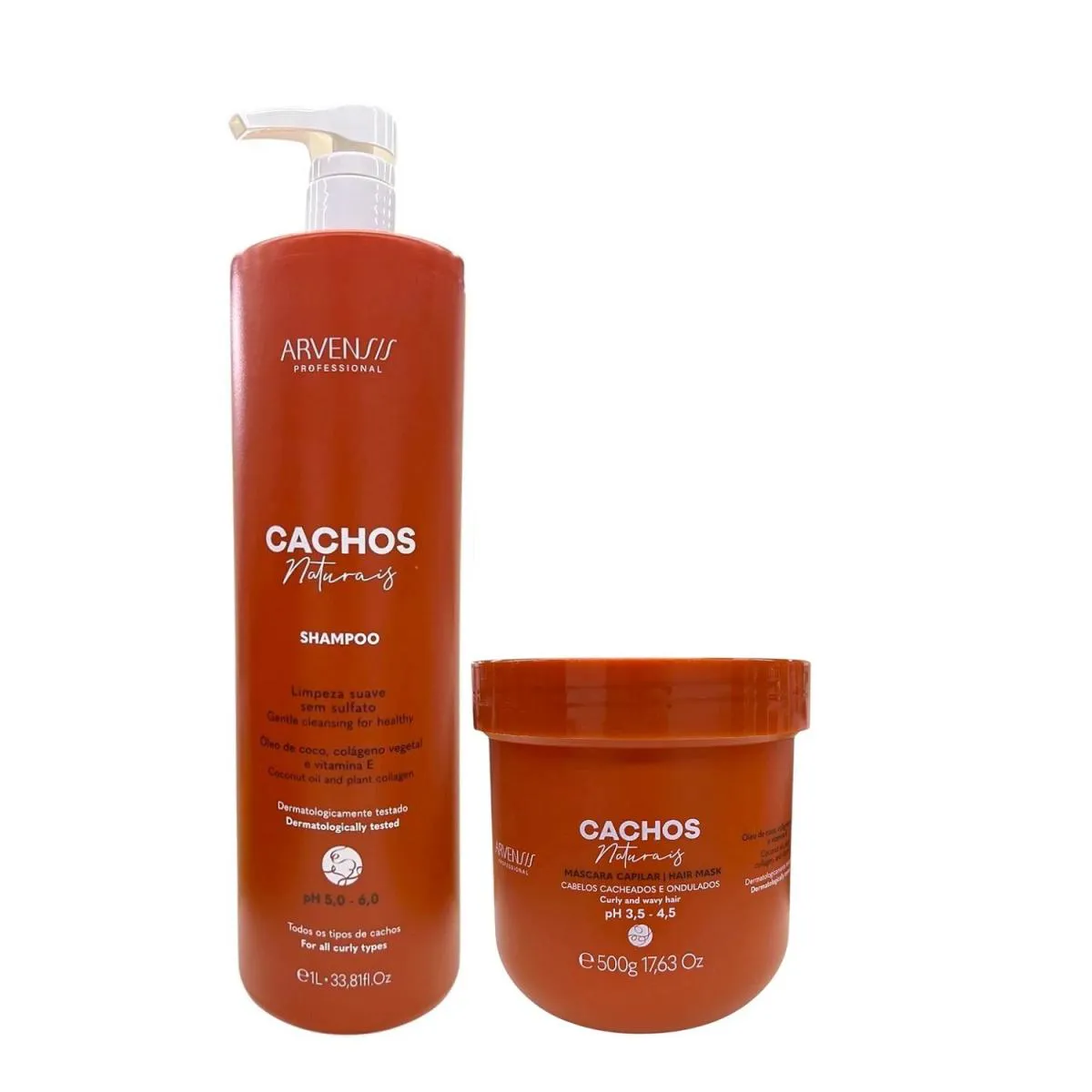 KIT ARVENSIS PROFESSIONAL CACHOS NATURAIS - SHAMPOO 1L + MáSCARA 500G