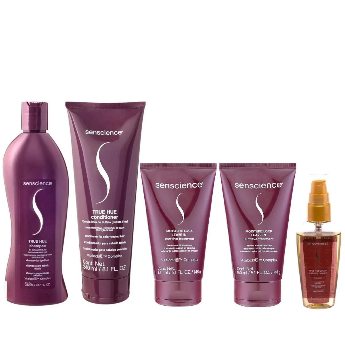 KIT SENSCIENCE TRUE HUE SHAMPOO 280ML + CONDICIONADOR 240ML + INNER INTENSIF 150ML + MOISTURE LOCK 150ML + SéRUM 55ML