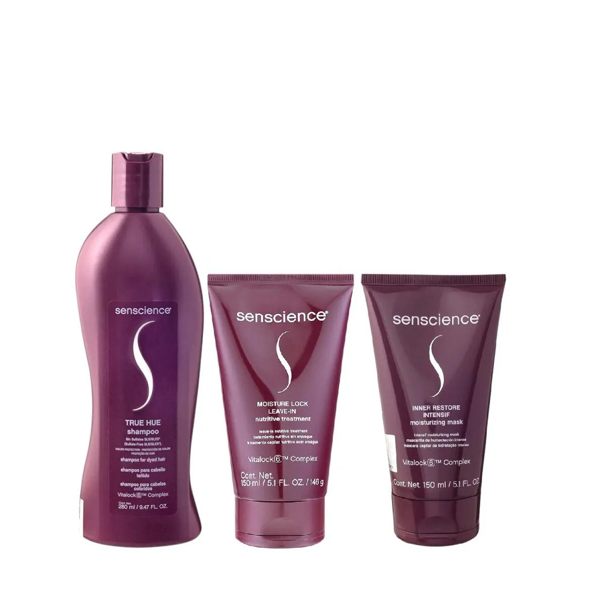 KIT SENSCIENCE TRUE HUE SHAMPOO 280ML + INNER INTENSIF 150ML + MOISTURE LOCK 150ML