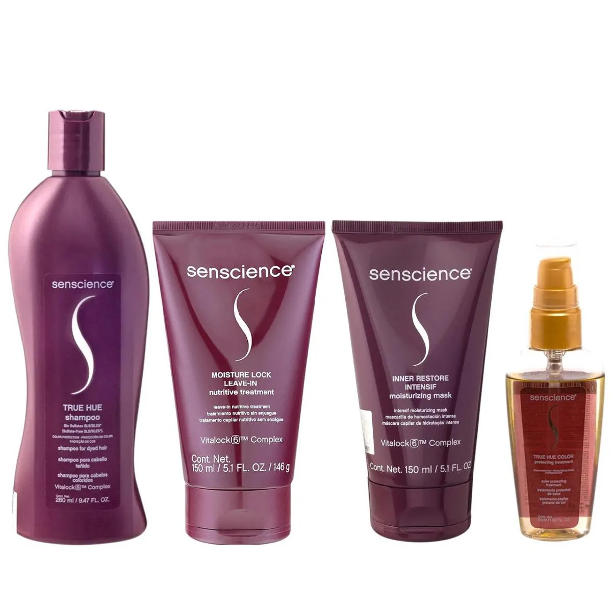 KIT SENSCIENCE TRUE HUE SHAMPOO 280ML + INNER INTENSIF 150ML + MOISTURE LOCK 150ML + SéRUM 55ML