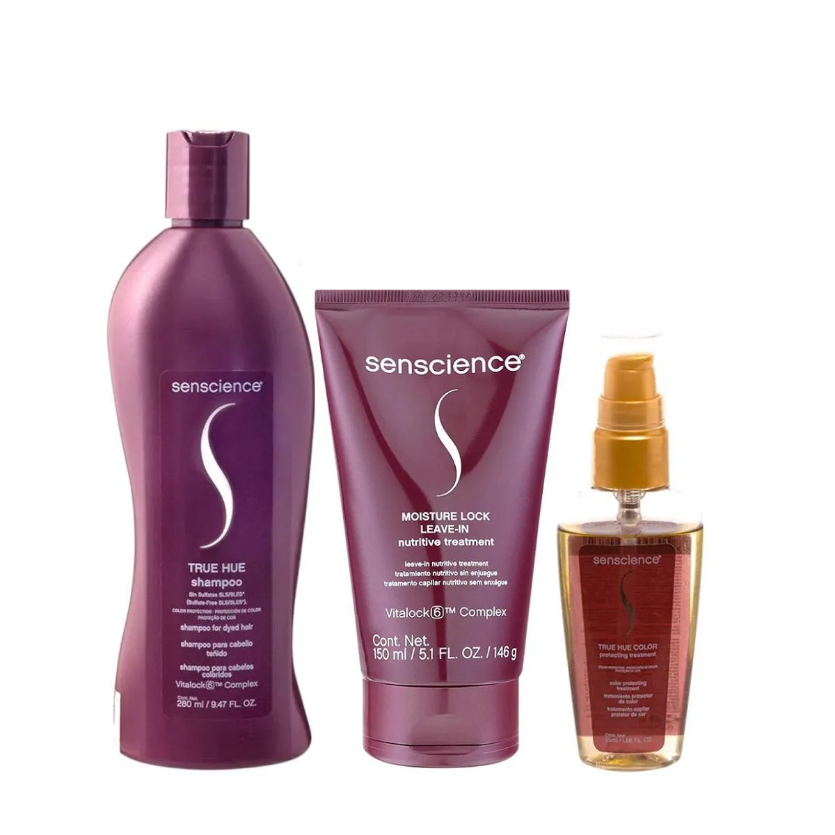 KIT SENSCIENCE TRUE HUE SHAMPOO 280ML + MOISTURE LOCK 150ML + SéRUM 55ML