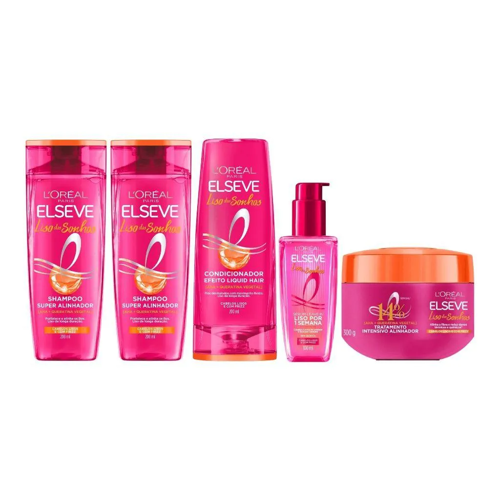 KIT ELSEVE LISO DOS SONHOS 2 SH 200ML+COND+CREME TRAT+SERUM