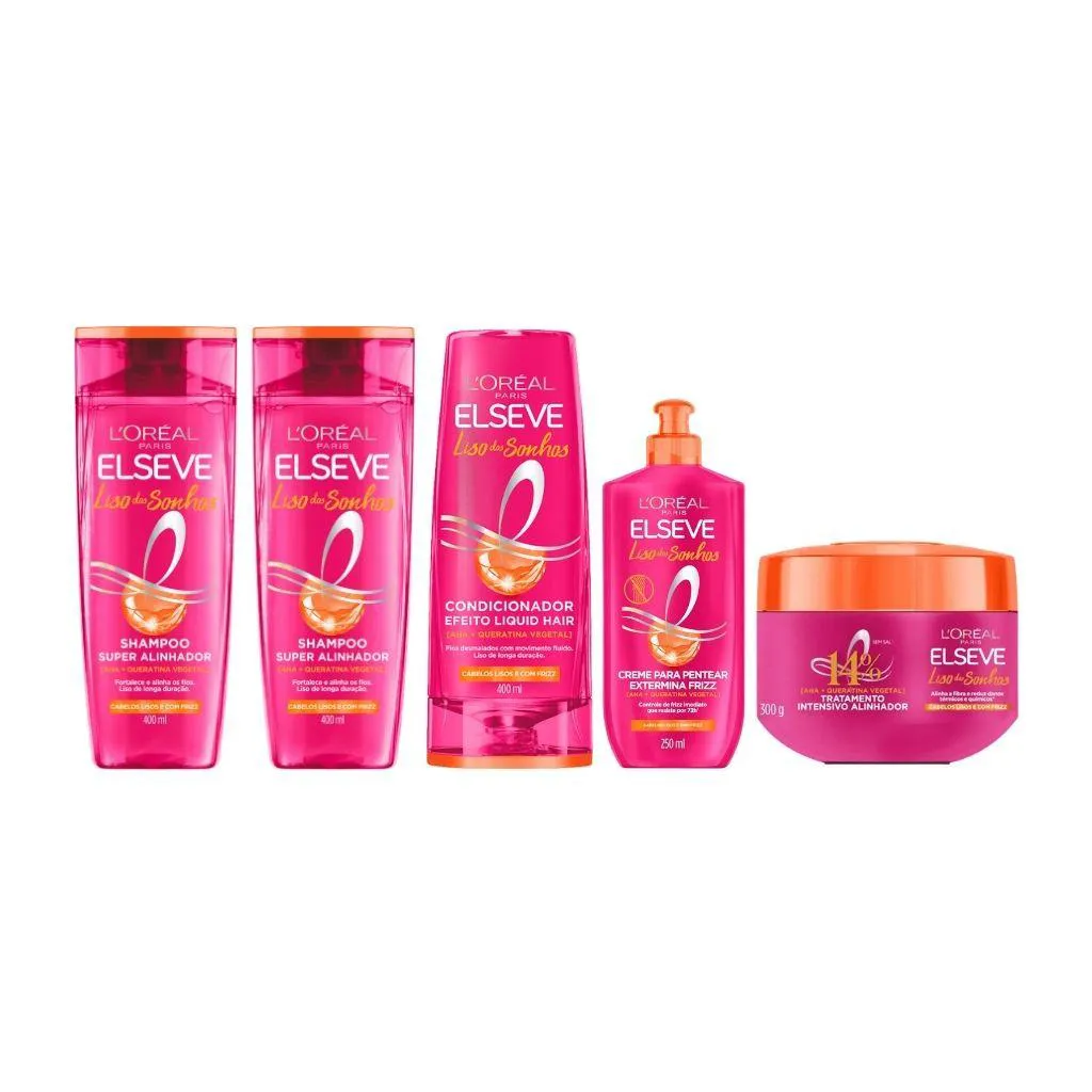 KIT ELSEVE LISO DOS SONHOS 2 SH 400ML+COND+CR TRAT+CR PENTEA