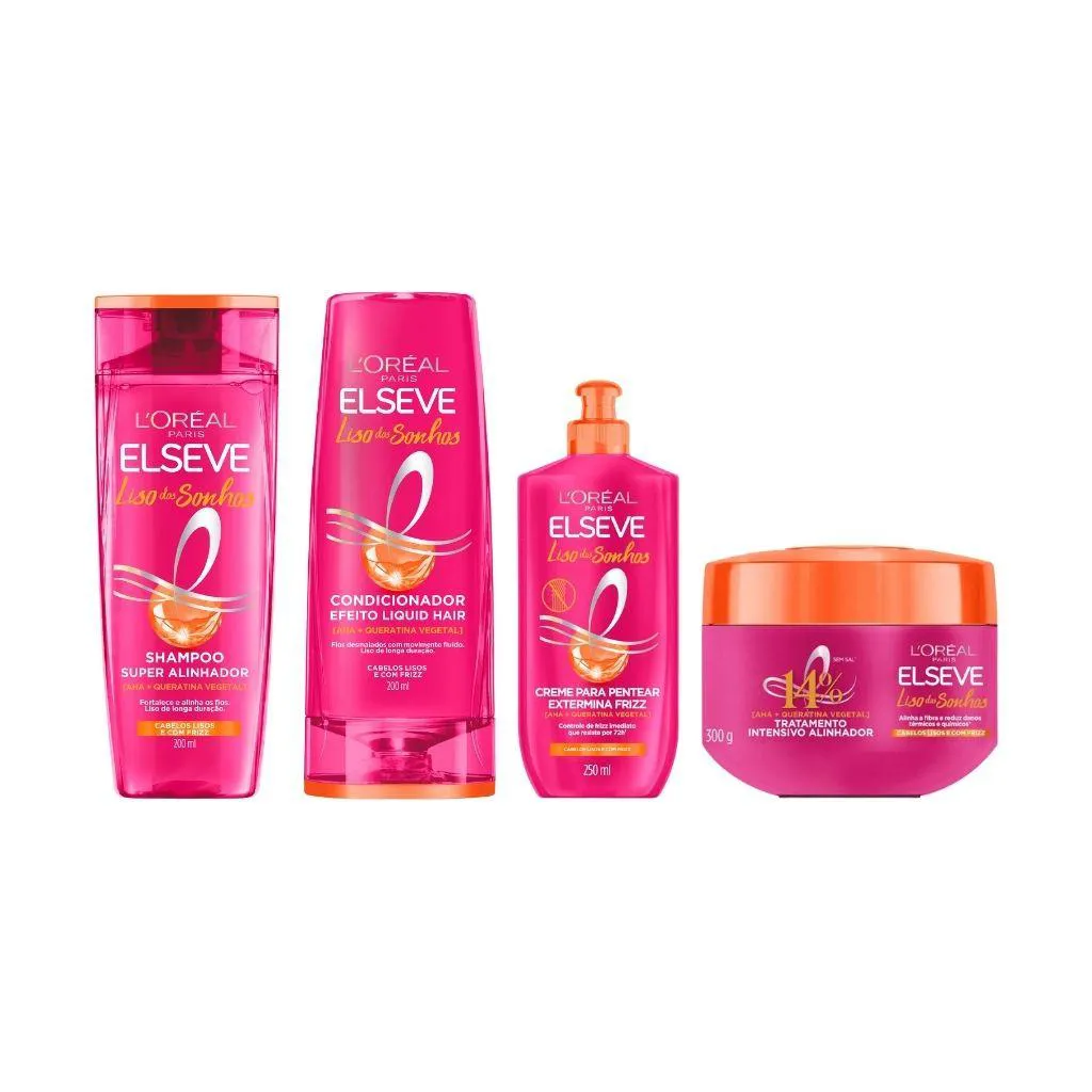 KIT ELSEVE LISO DOS SONHOS SH +COND+CREME TRAT+CREME PENTEAR