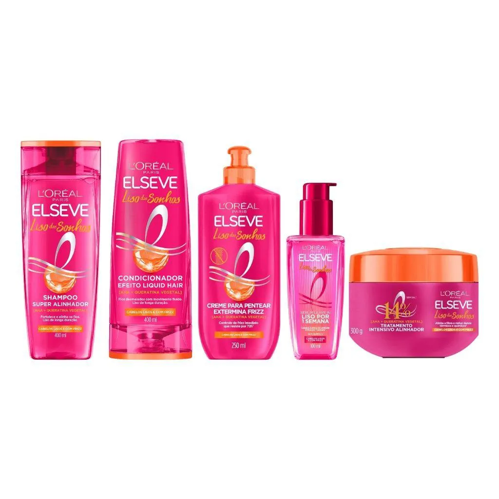 KIT ELSEVE LISO DOS SONHOS SH 400ML+COND+CR TRAT+CR PENT+SER