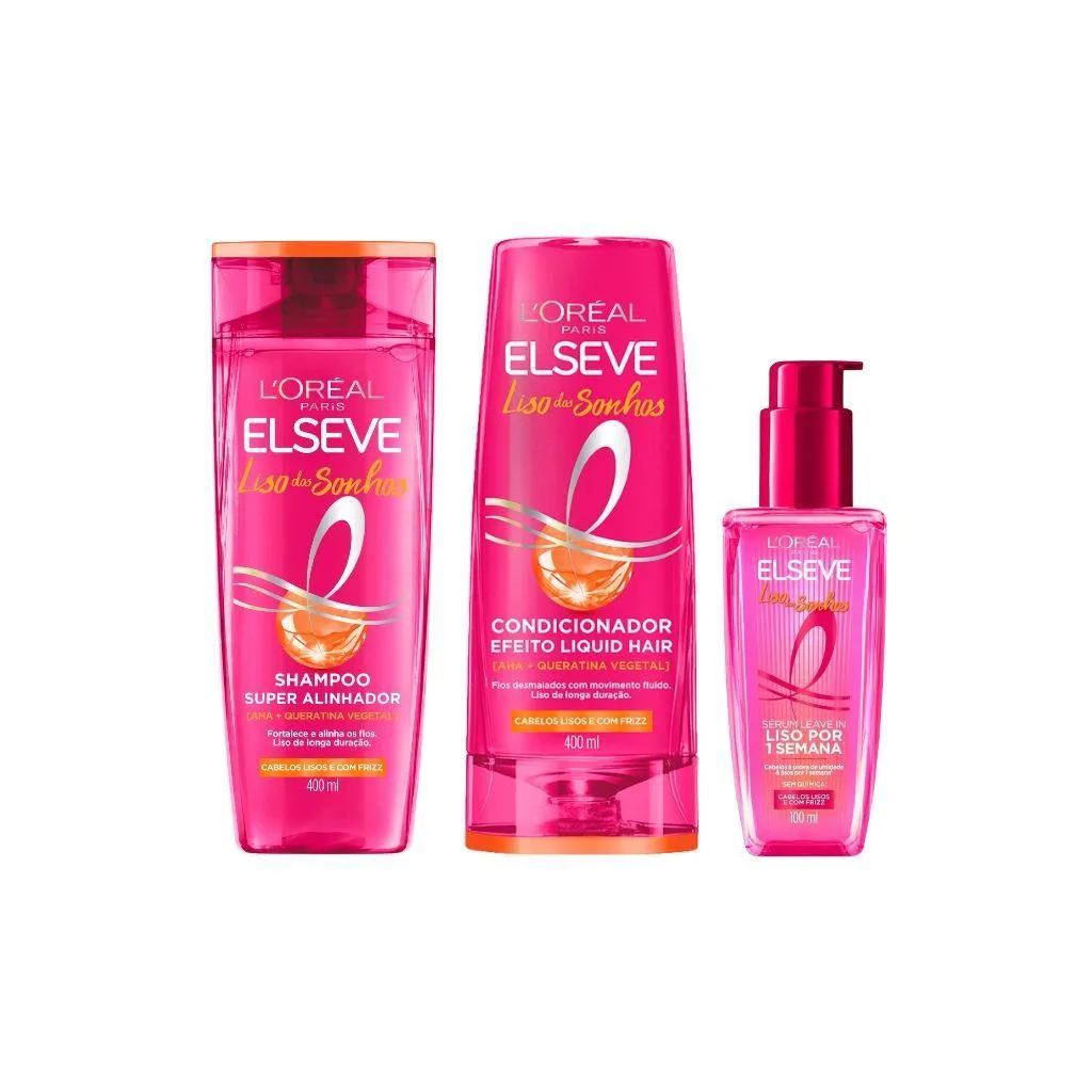 KIT ELSEVE LISO DOS SONHOS SHAMPOO 400ML+ COND 400ML+ SERUM