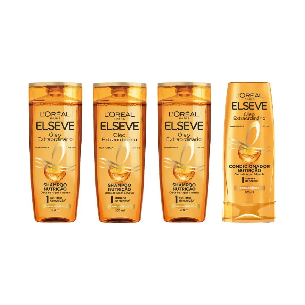 KIT ELSEVE OLEO EXTRAORDINARIO 3 SH 200ML + 1 COND 200ML