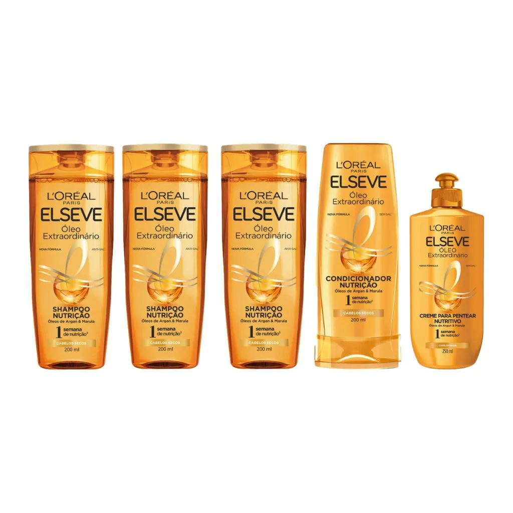 KIT ELSEVE OLEO EXTRAORDINARIO 3 SH 200ML+COND 200ML+CR PENT