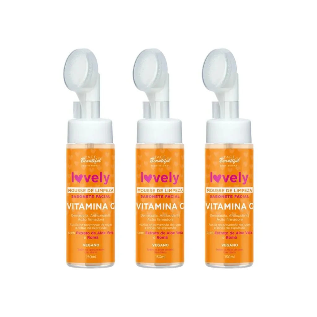 MOUSSE FACIAL LOVELY 150ML VITAMINA C - KIT C/ 3UN
