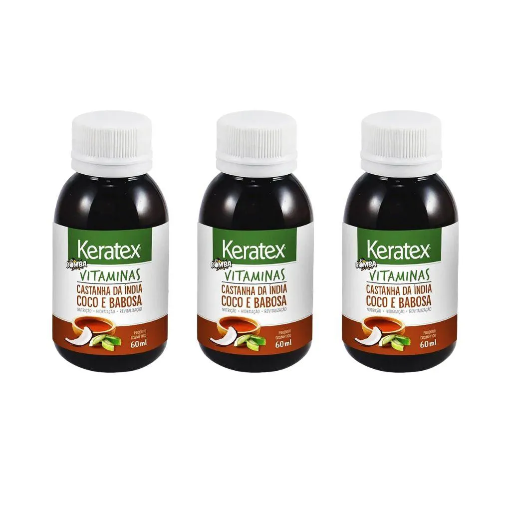 OLEO FIXED KERATEX BOMBA VITAMINAS COCO E BABOSA 60ML - 3UN