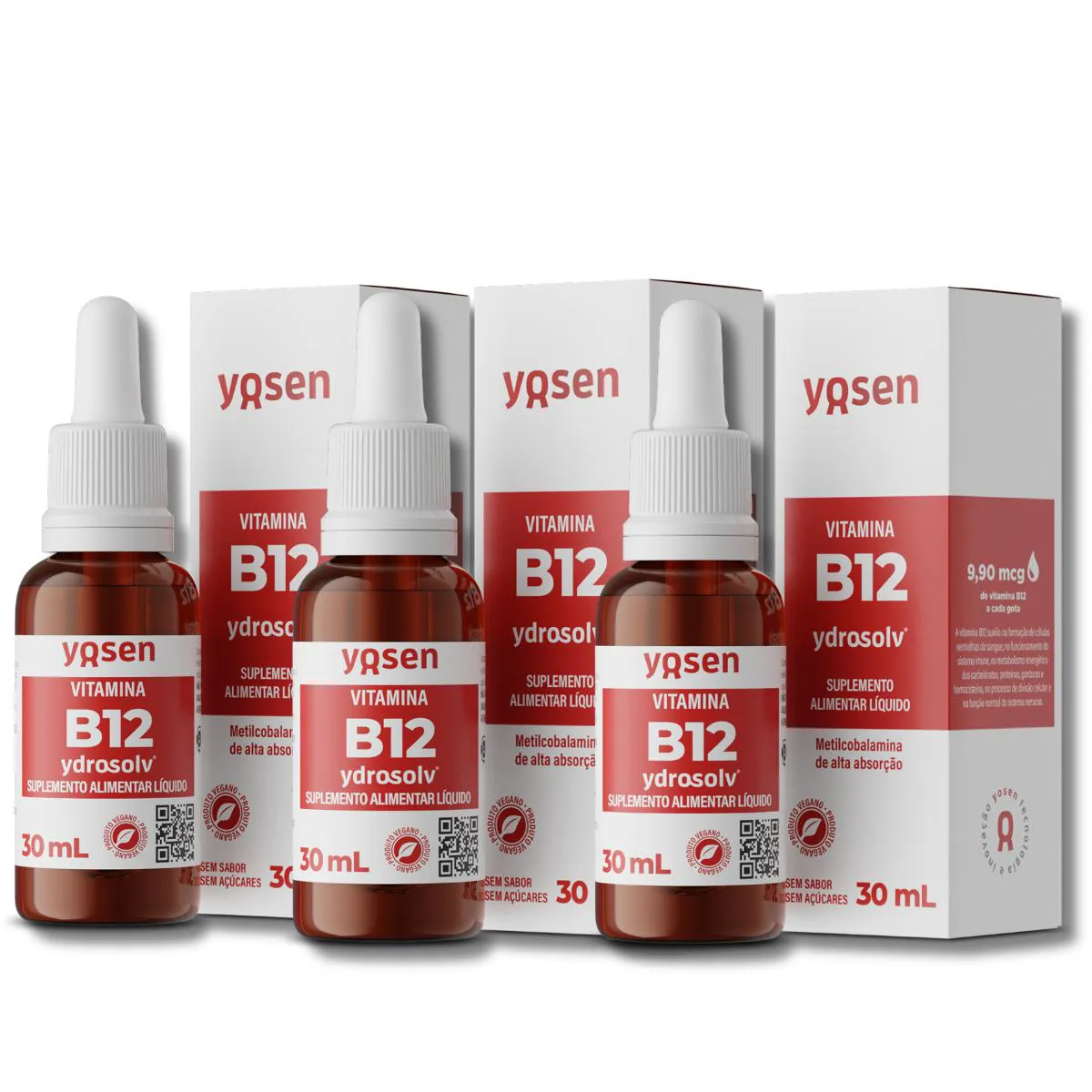 KIT 3 VITAMINA B12 YDROSOLV 30ML YOSEN
