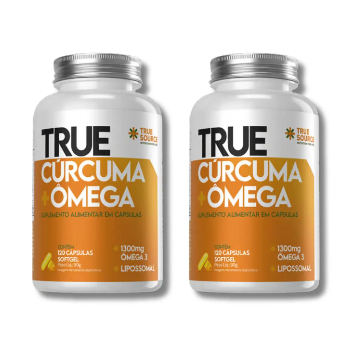 KIT 2 CúRCUMA + ÔMEGA LIPOSSOMAL 120 CáPSULAS TRUE SOURCE