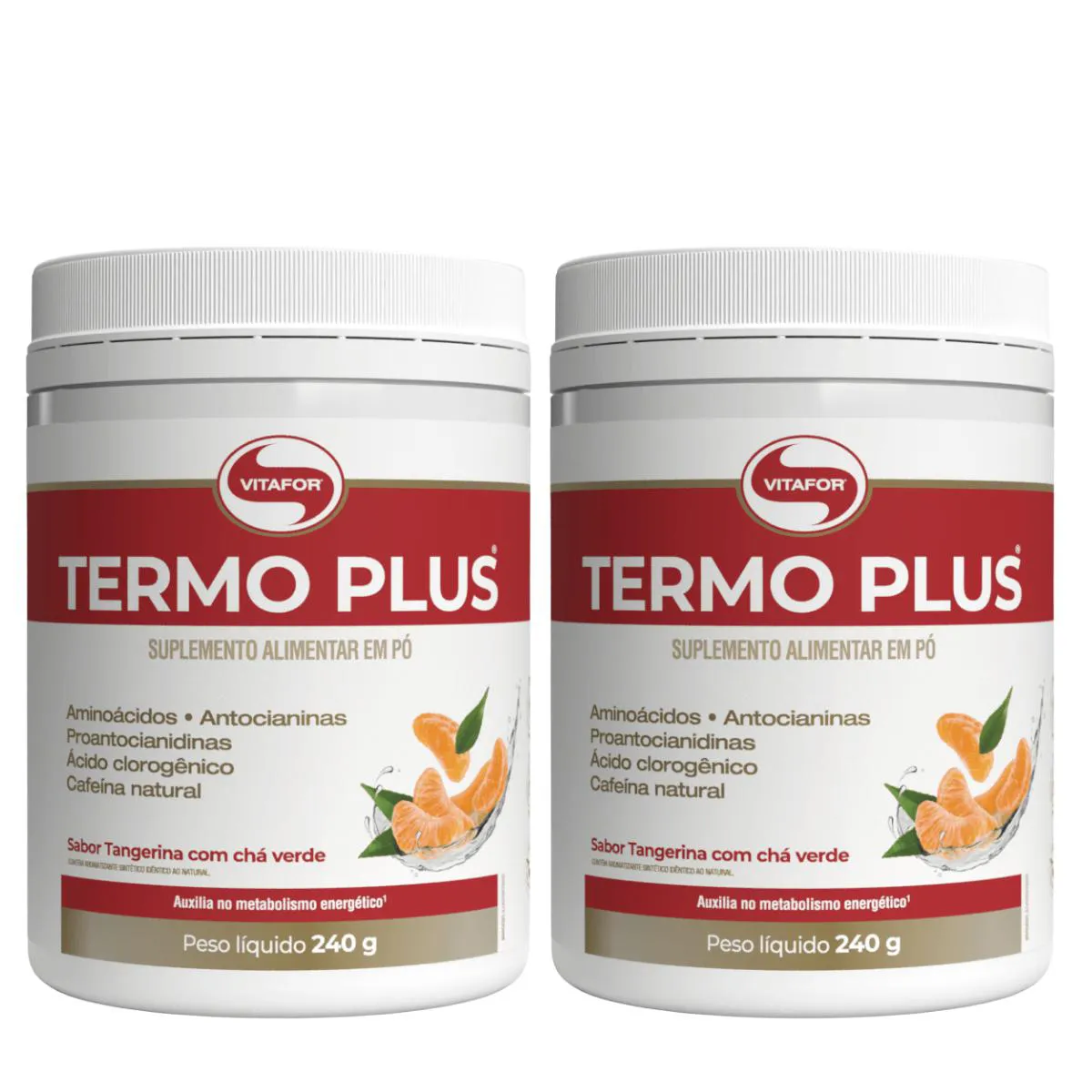 KIT 2 TERMO PLUS 240G TANGERINA E CHá VERDE VITAFOR