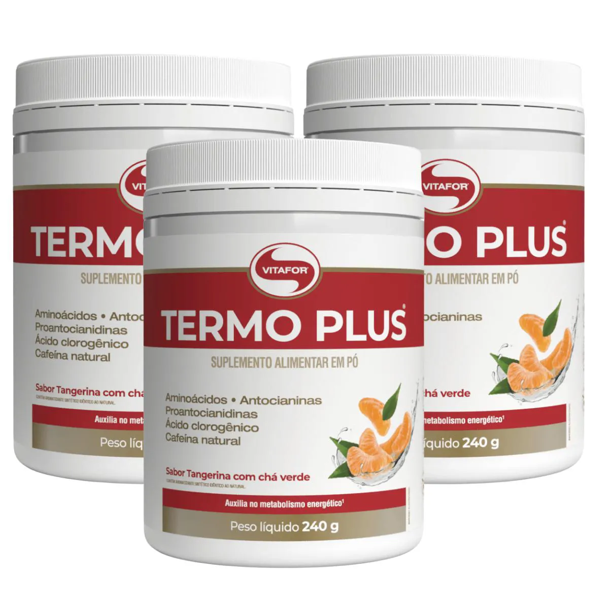 KIT 3 TERMO PLUS 240G TANGERINA E CHá VERDE VITAFOR