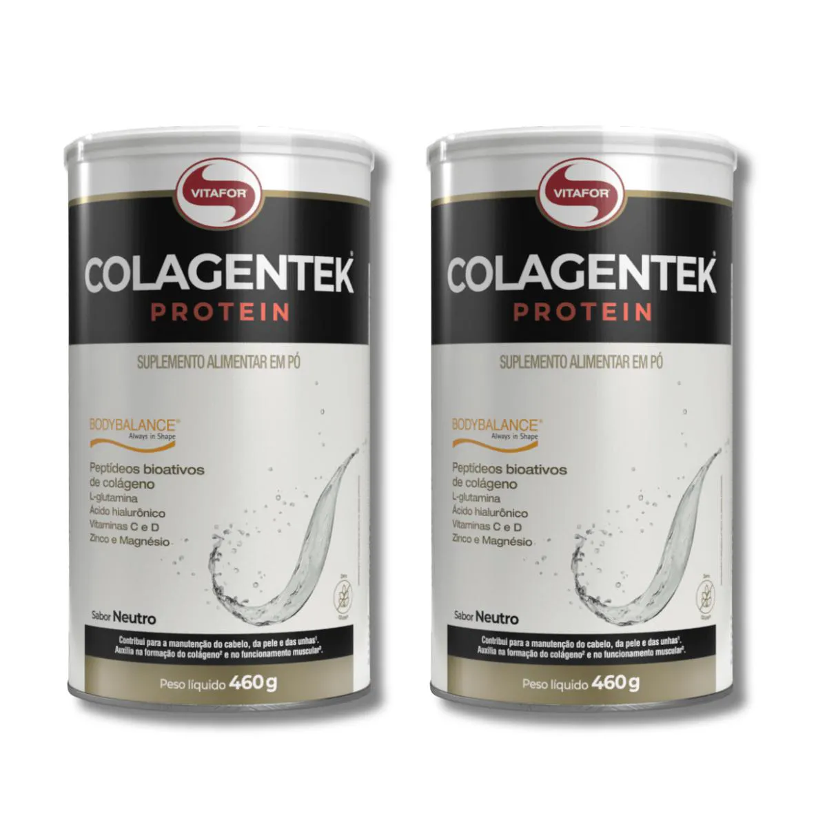 KIT 2 COLAGENTEK PROTEIN LATA 460G VITAFOR SABOR:NEUTRO