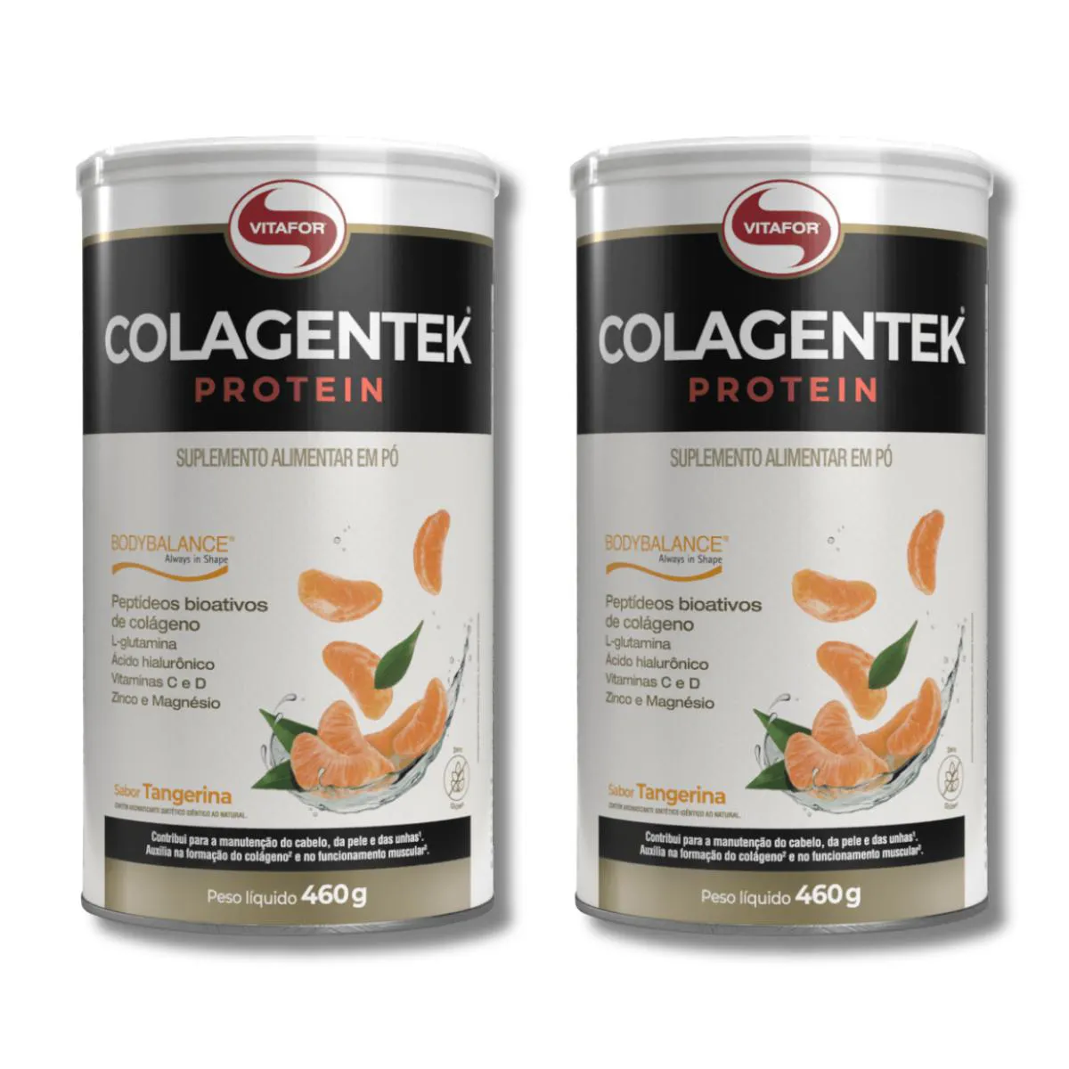 KIT 2 COLAGENTEK PROTEIN LATA 460G VITAFOR SABOR:TANGERINA