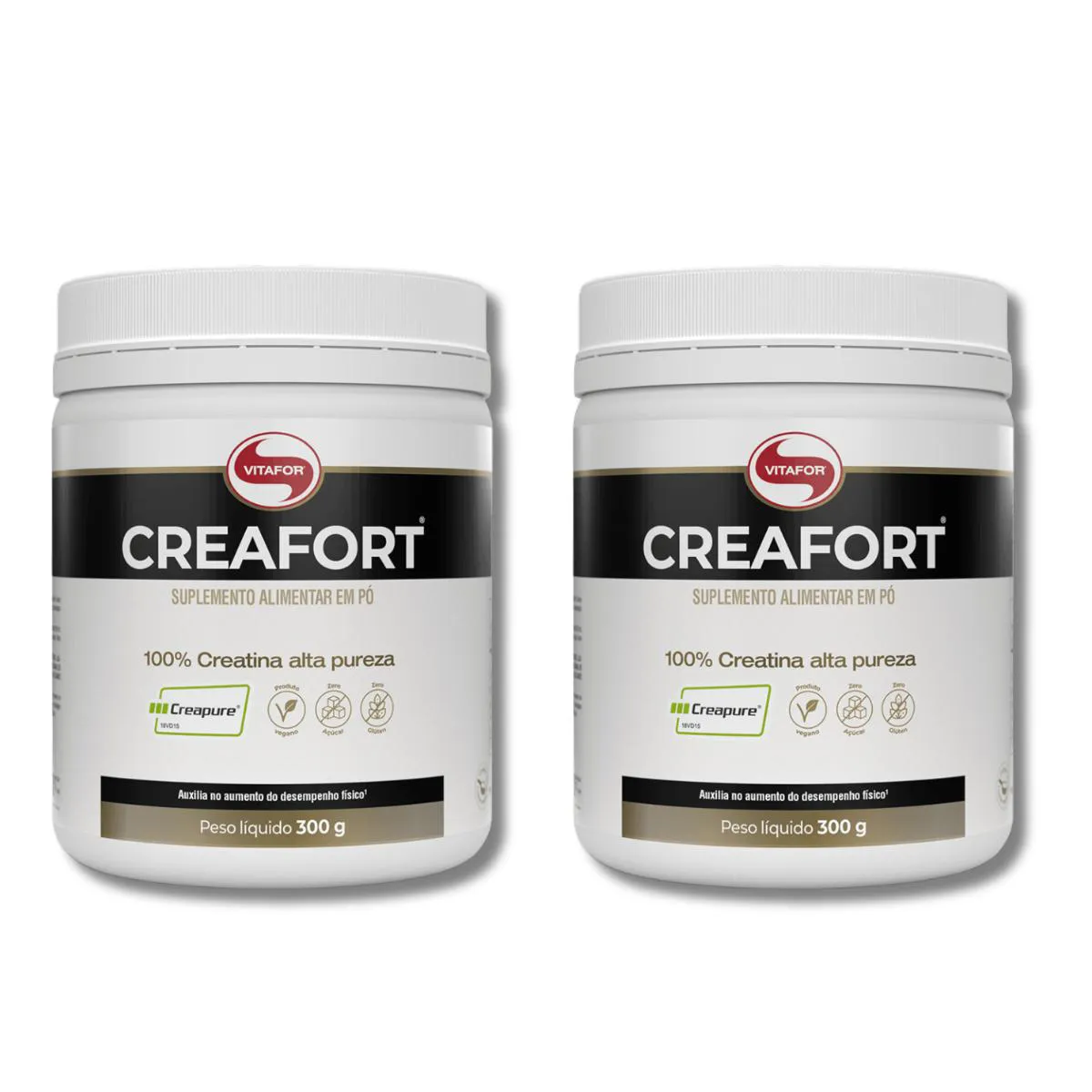 KIT 2 CREAFORT 100% CREATINA CREAPURE EM Pó 300G VITAFOR