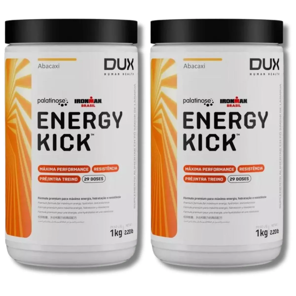KIT 2 ENERGY KICK SEM CAFEÍNA DUX NUTRITION SABOR:ABACAXI