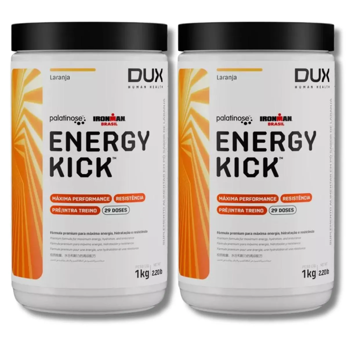 KIT 2 ENERGY KICK SEM CAFEÍNA DUX NUTRITION SABOR:LARANJA