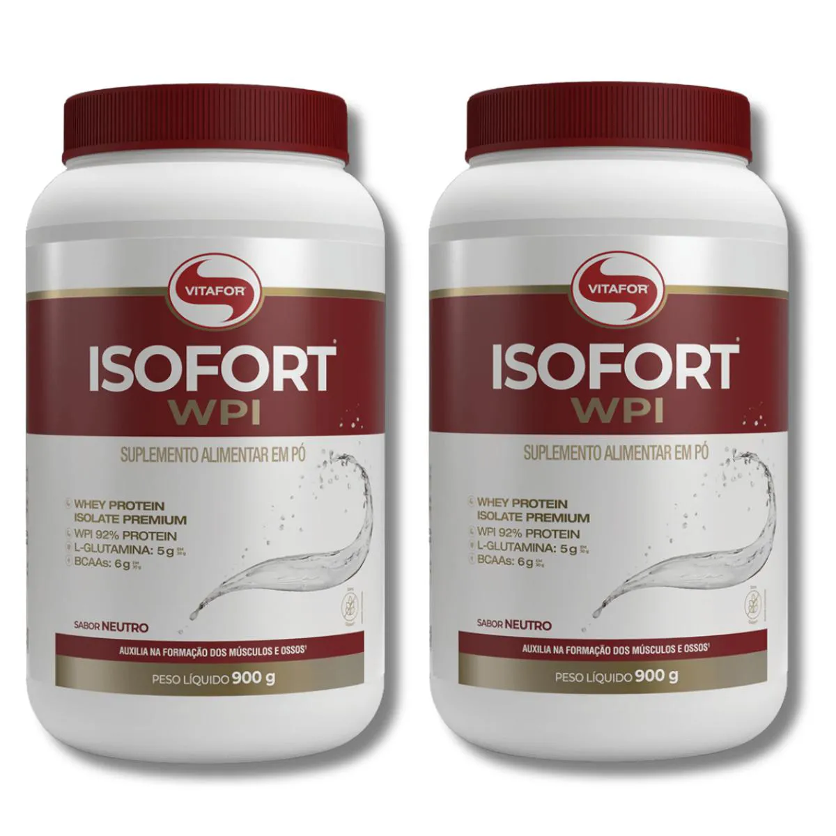 KIT 2 ISOFORT WPI NEUTRO WHEY ISOLADO 900G VITAFOR