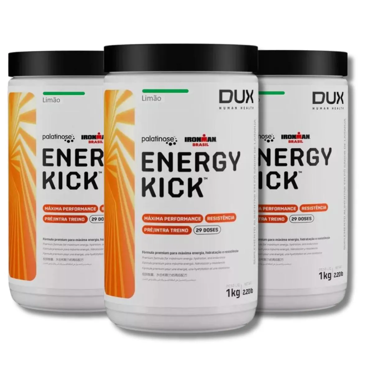 KIT 3 ENERGY KICK SEM CAFEÍNA DUX NUTRITION SABOR:LIMãO