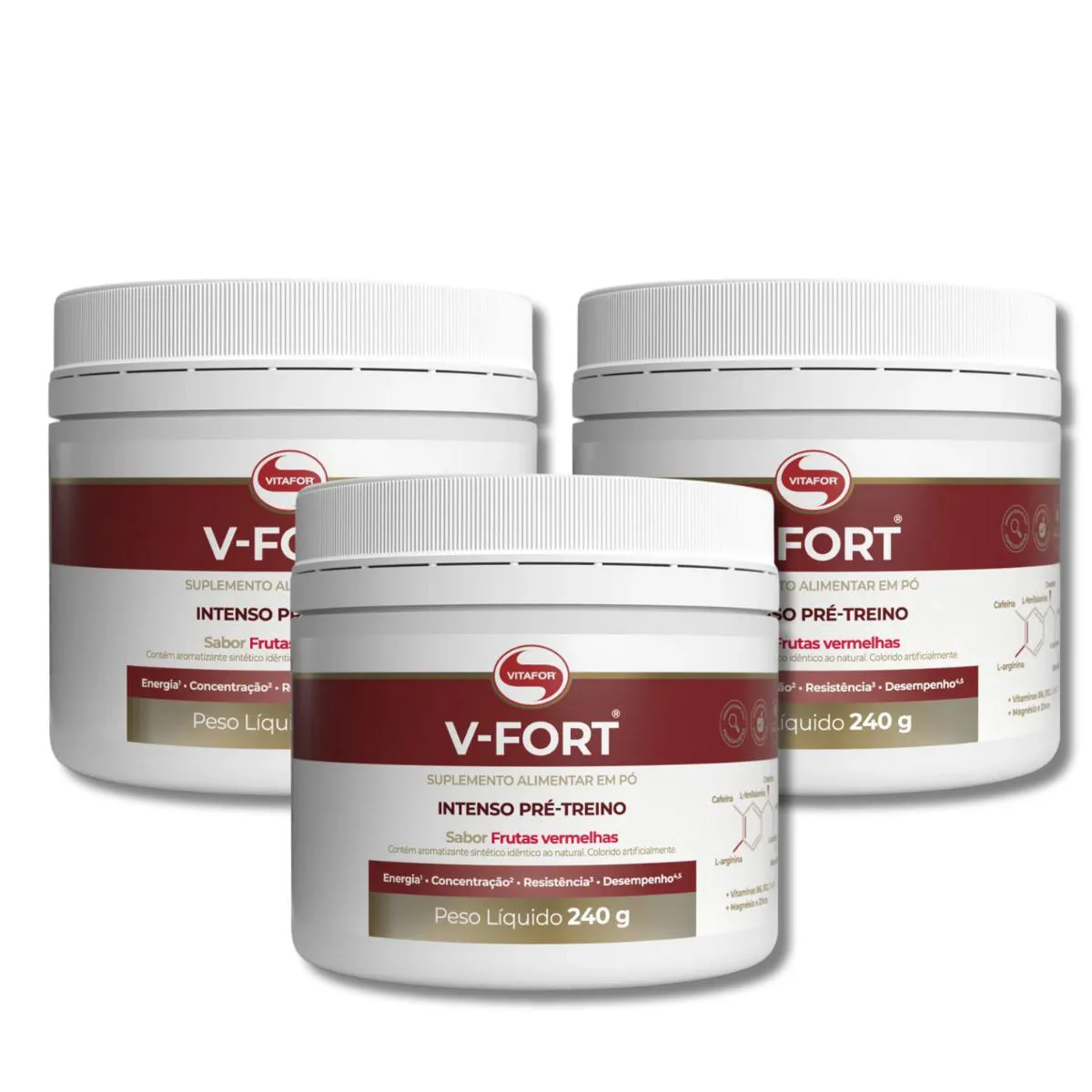 KIT 3 V-FORT FRUTAS VERMELHAS POTE 240G VITAFOR