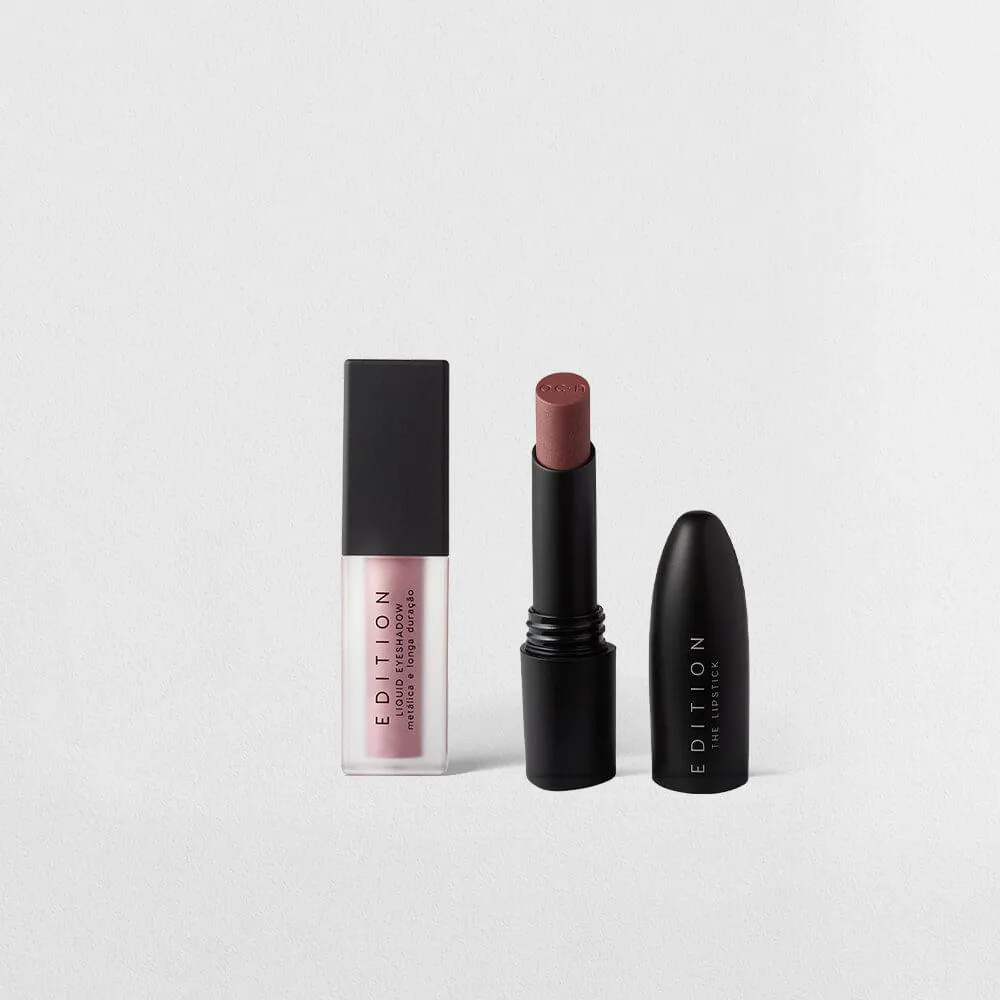 KIT SOMBRA LíQUIDA ROSA METALIZADA BATOM ROSA CLARO CREMOSO OCéANE EDITION