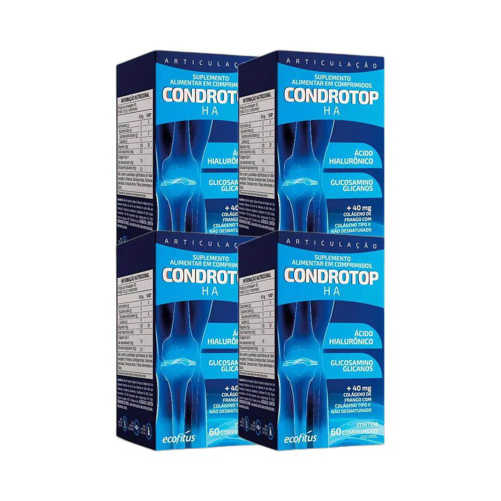 KIT 4X SUPLEMENTO ALIMENTAR CONDROTOP HA 60 CPR - ECOFITUS