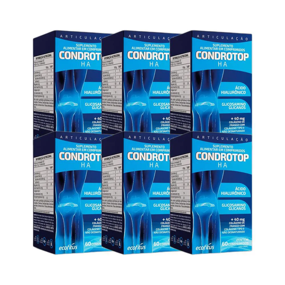 KIT 6X SUPLEMENTO ALIMENTAR CONDROTOP HA 60 CPR - ECOFITUS