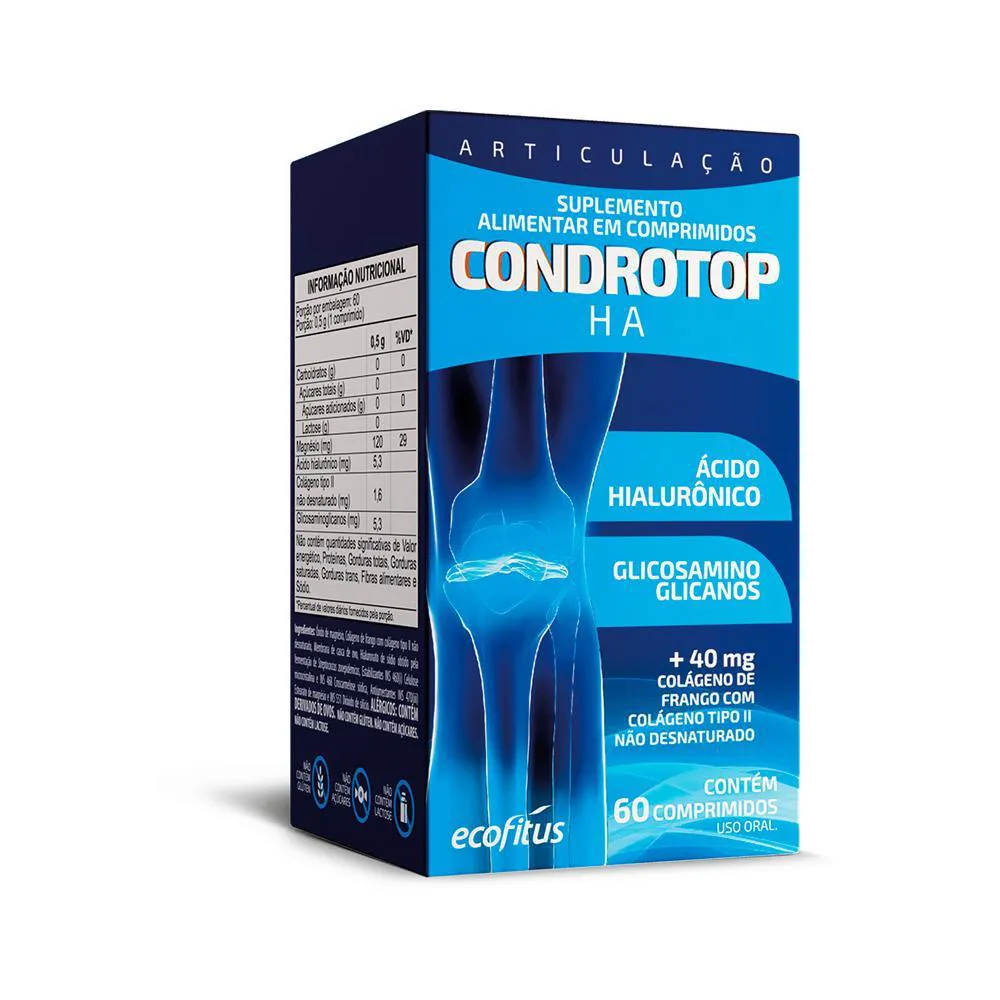 SUPLEMENTO ALIMENTAR CONDROTOP HA 60 CPR - ECOFITUS