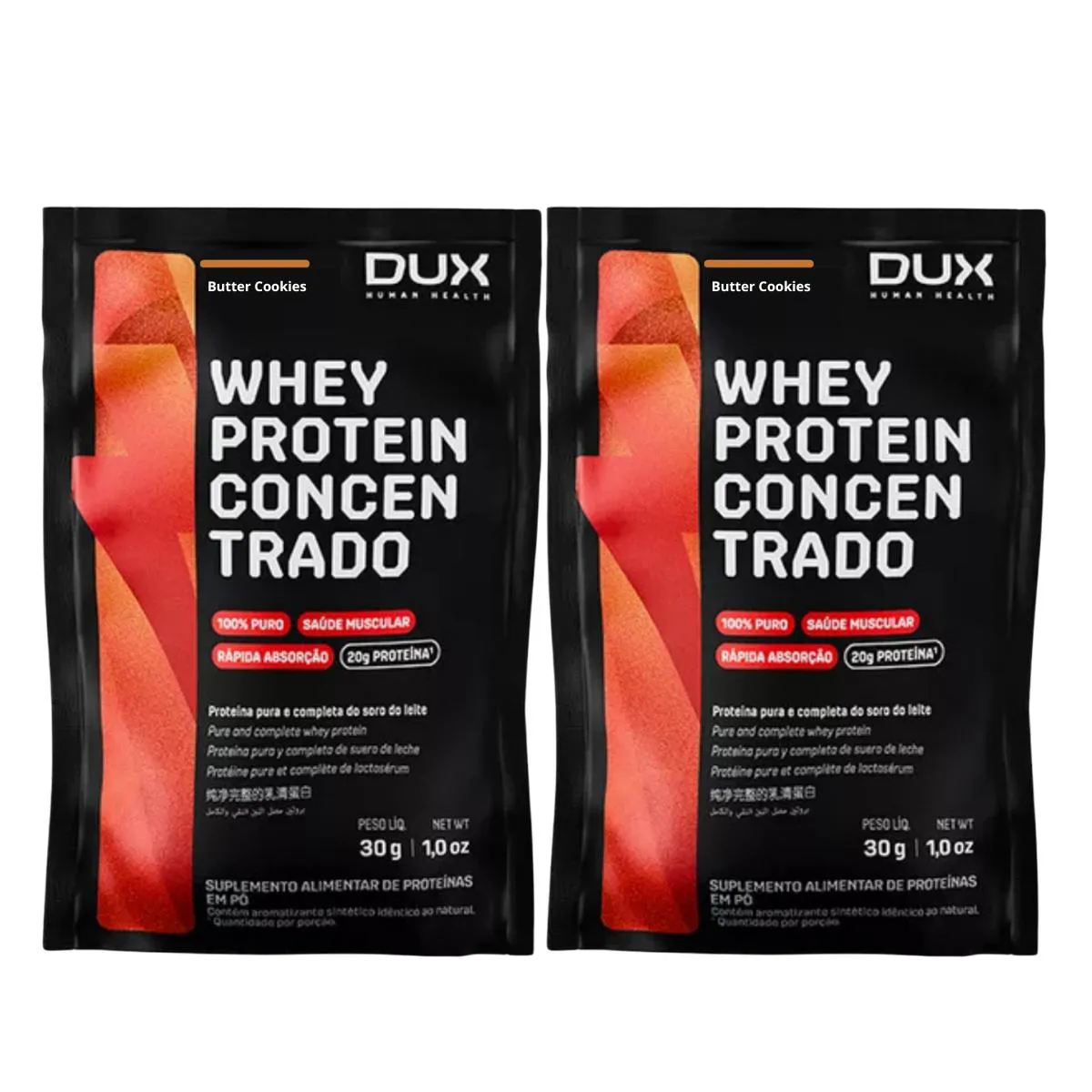 2X SACHE WHEY PROTEIN CONCENTRADO DUX BUTTER COOKIES 30G