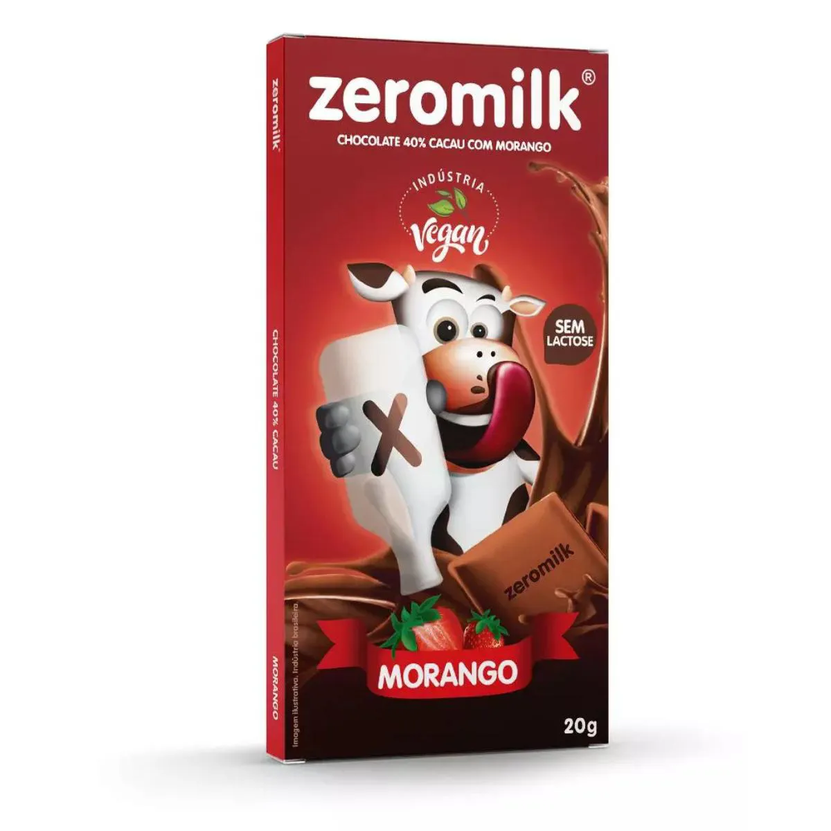 CHOCOLATE C/MORANGO 40%CACAU 20G ZEROMILK