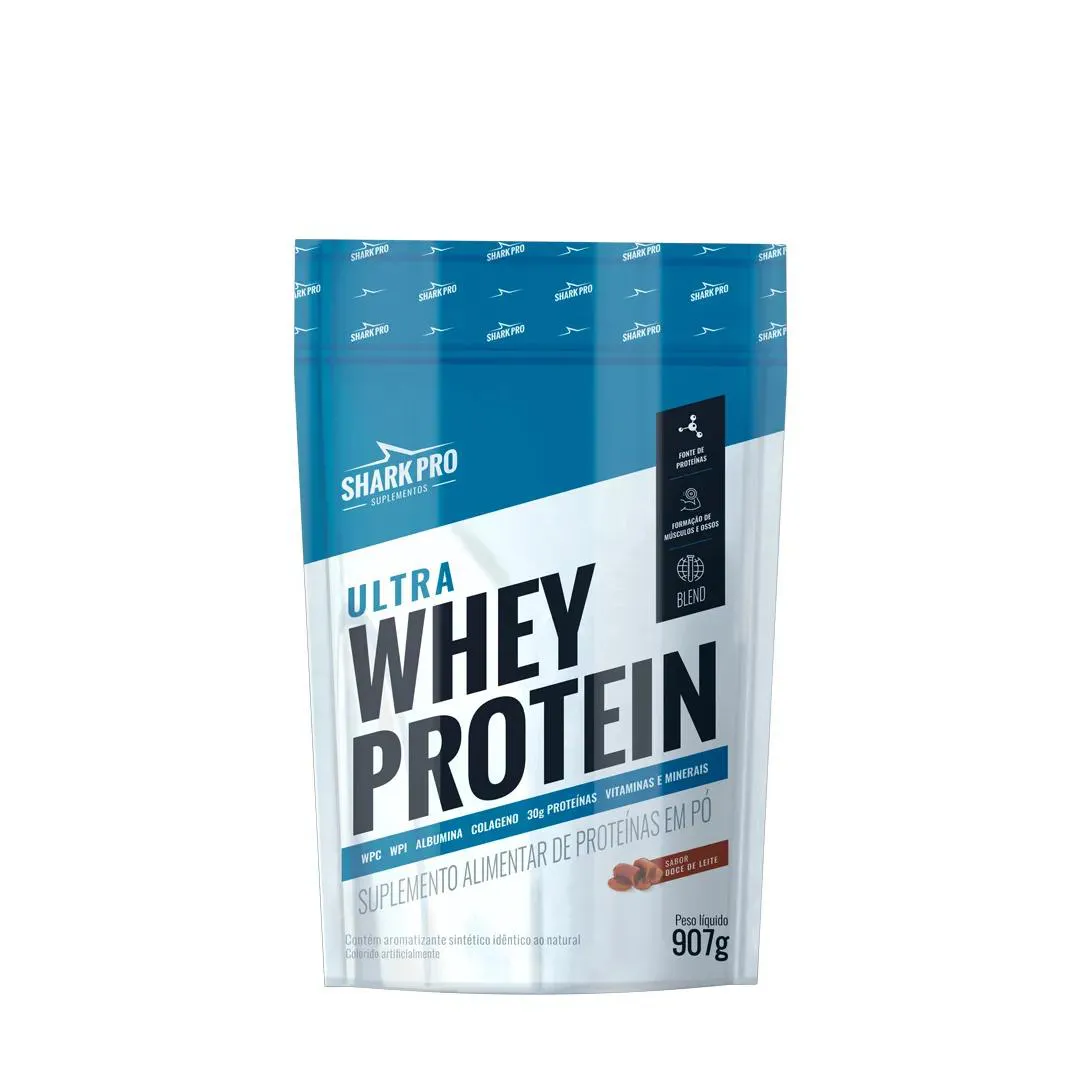 ULTRA WHEY PROTEIN 907G SHARK PRO SABORES Doce DE Leite