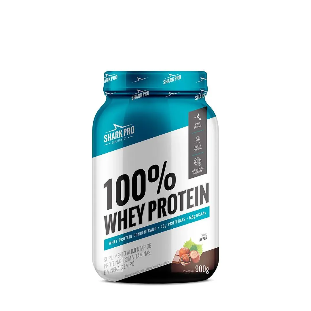100% WHEY PROTEIN POTE SABOR AVELA 900G SHARK PRO