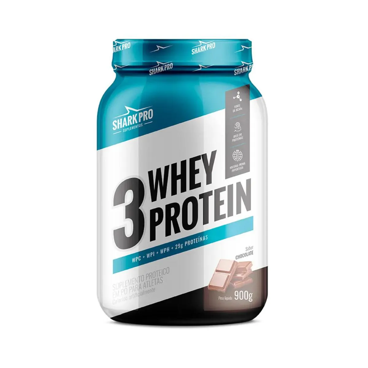 3W WHEY PROTEIN POTE SABOR CHOCOLATE 900G SHARK PRO