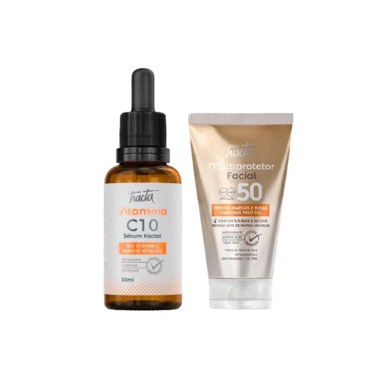 KIT FACIAL TRACTA SéRUM VITAMINA C10 30ML + PROTETOR SOLAR MULTIPROTETOR FACIAL FPS 50 50G