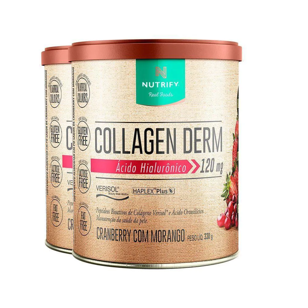 KIT 2 COLLAGEN DERM HIALURôNICO CRANBERRY COM MORANGO NUTRIFY 330G