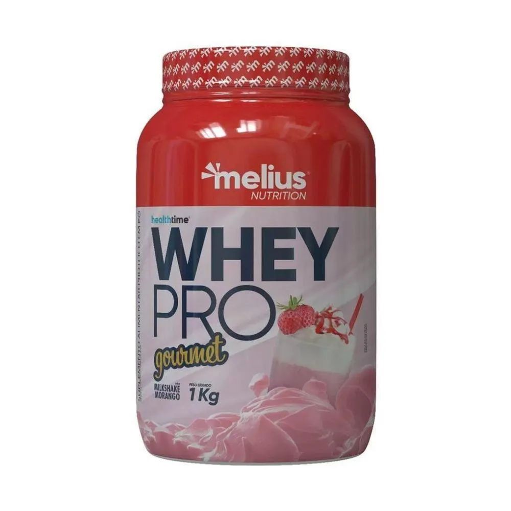 WHEY PRO GOURMET (1KG) - SABOR: MILKSHAKE DE MORANGO