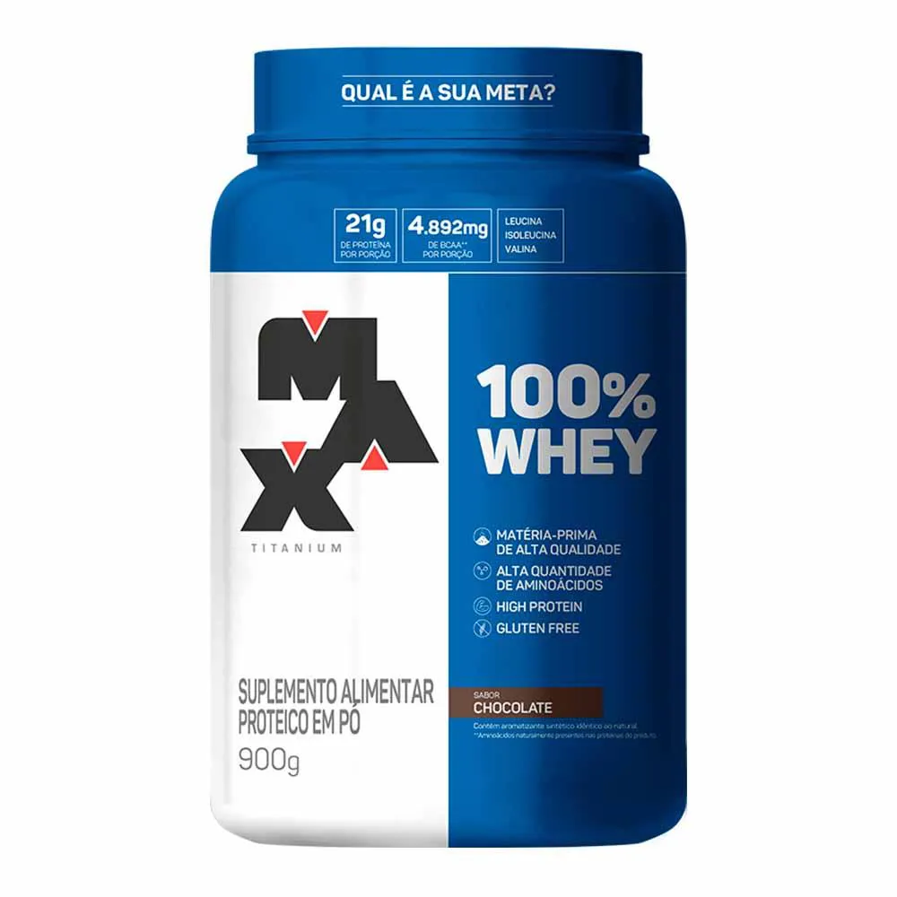 100% WHEY PROTEIN CONCENTRADO 900G MAX TITANIUM Chocolate