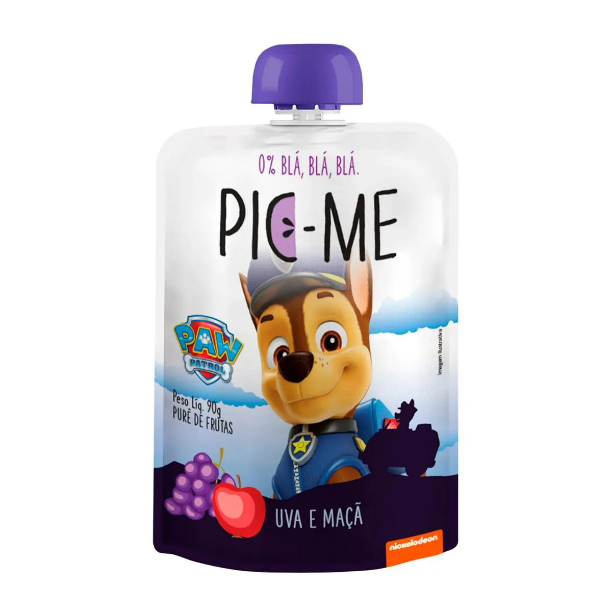 Purê de Frutas Pic-Me Patrulha Canina Uva e Maçã 90g