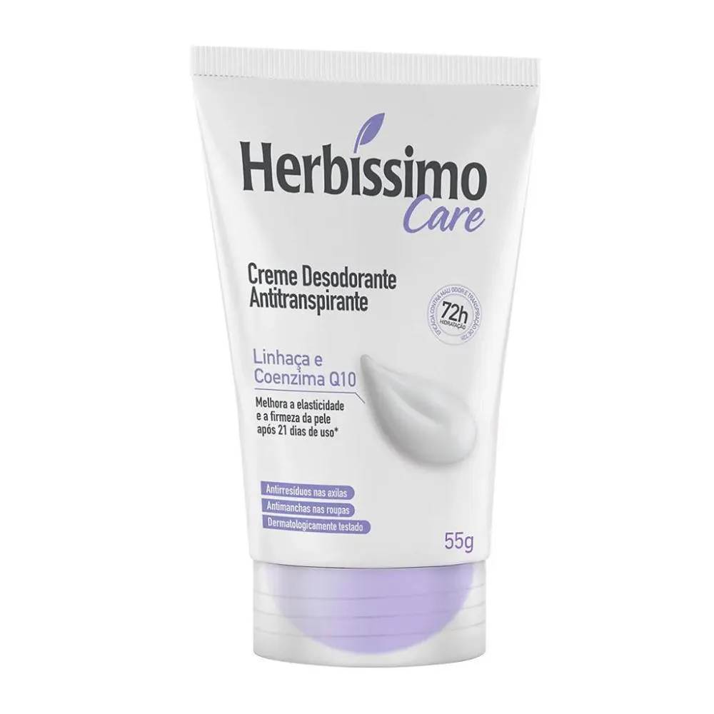 DESODORANTE CREME HERBISSIMO CARE LINHACA E COENZIMA Q10 55G