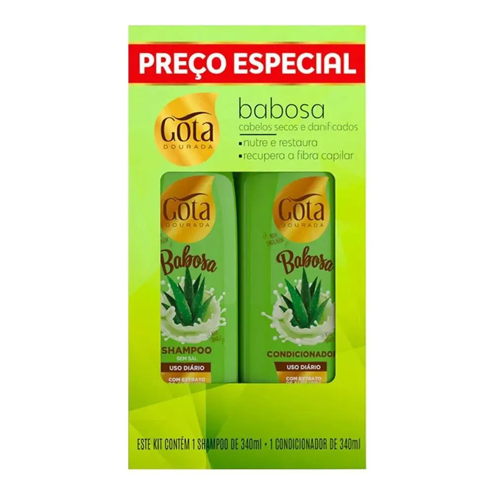 KIT SH+ COND GOTA DOURADA USO DIARIO BABOSA 340ML